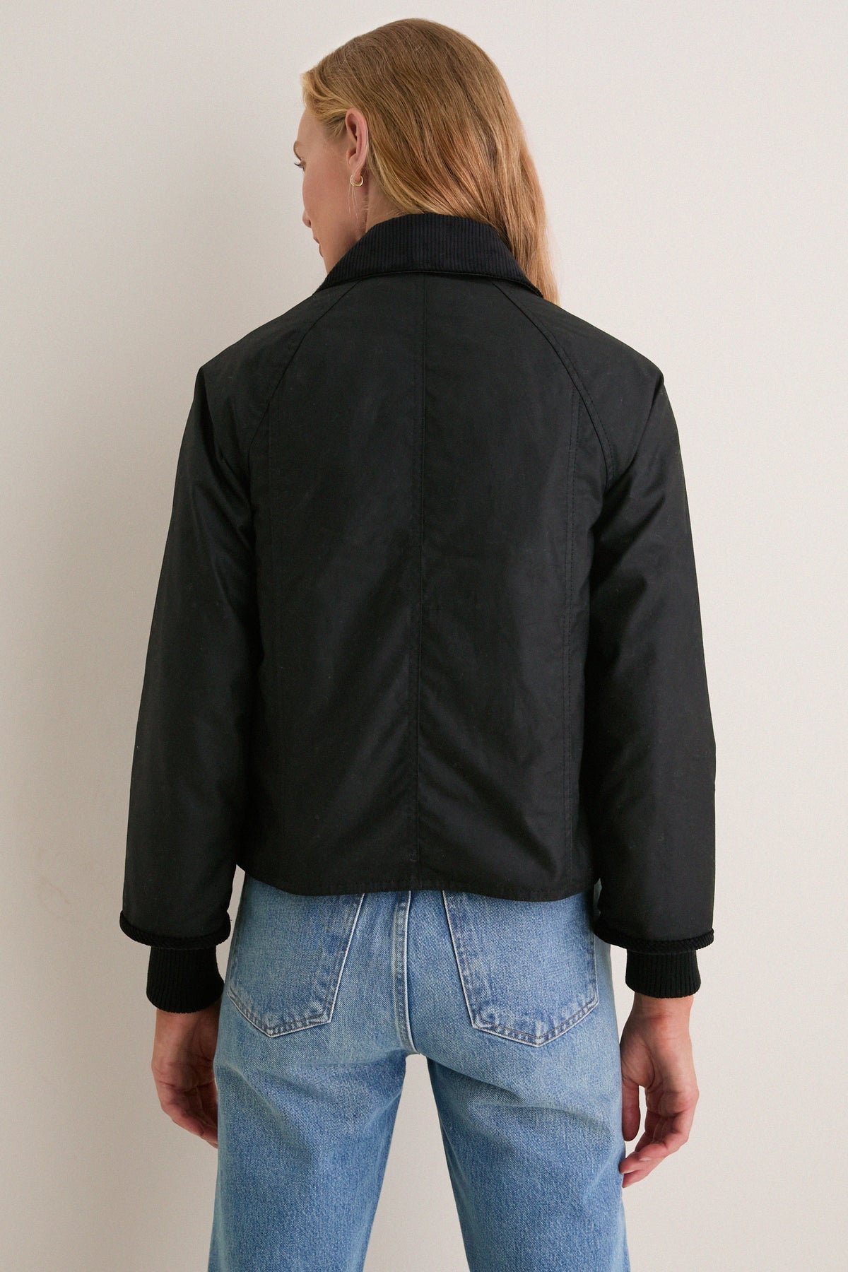 Black Cropped Beadnell Wax Jacket