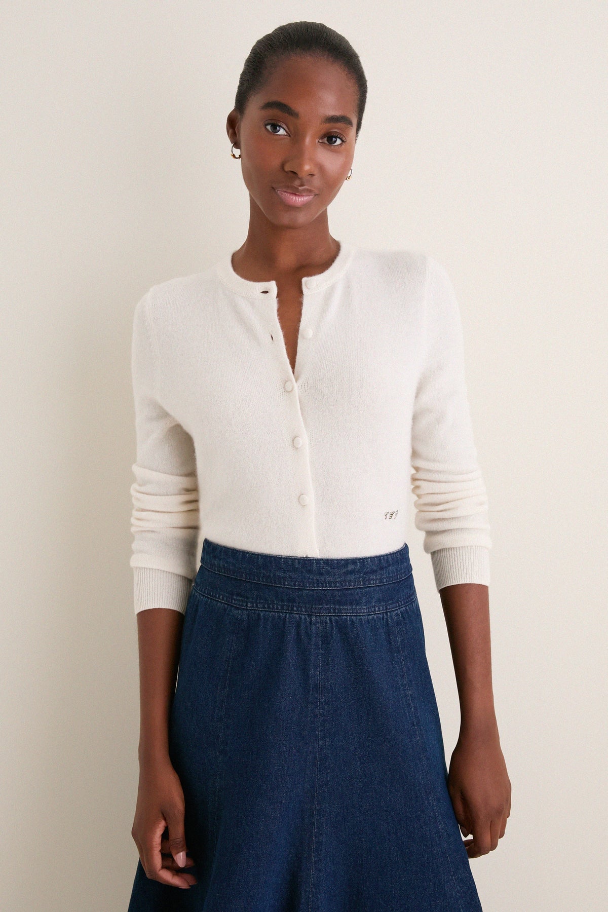 Ivory Cashmere Riley Cardigan