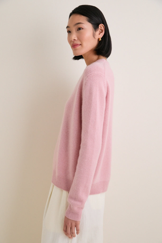 Powder Pink Cashmere Boyfriend Bodie Crewneck
