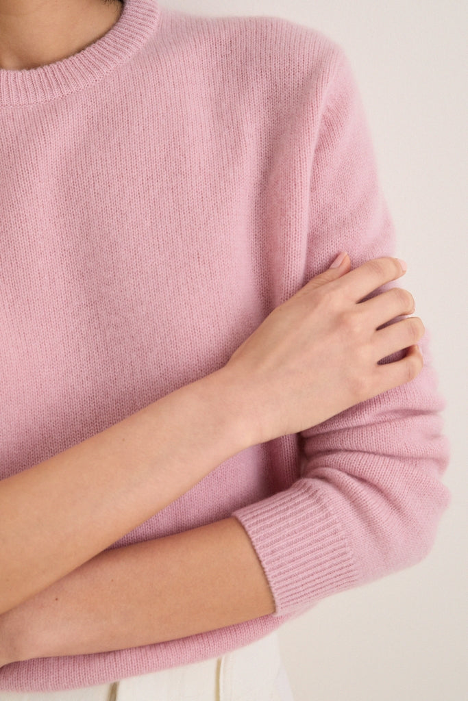 Powder Pink Cashmere Boyfriend Bodie Crewneck