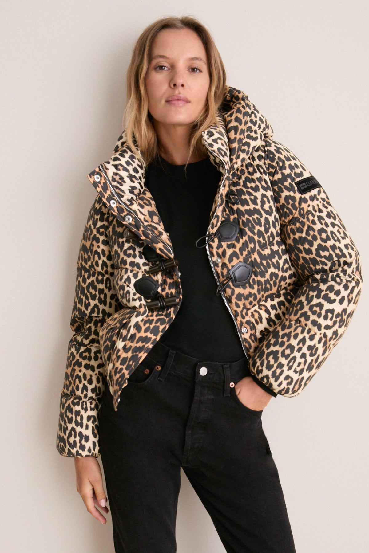Almond Milk Future Nylon Printed Quilt Mini Puffer