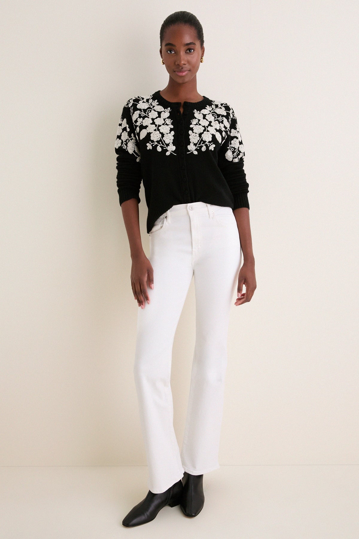 Black Shiloh Embroidery Long Sleeve Cardigan