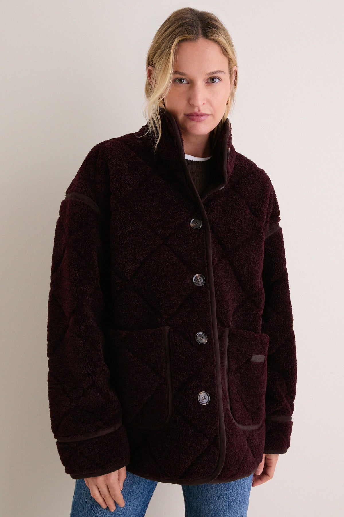 Fig and Ganache Maplewood Fleece Casual Jacket