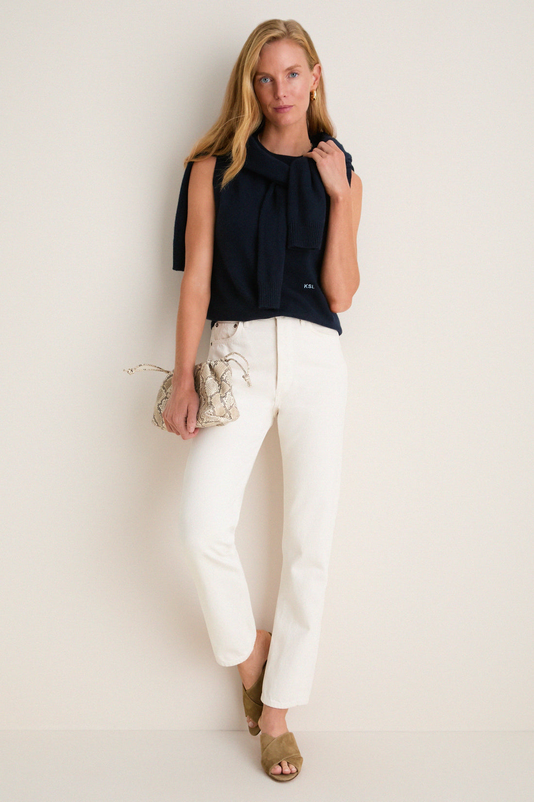 Midnight Navy Cashmere Sleeveless Ava Shell