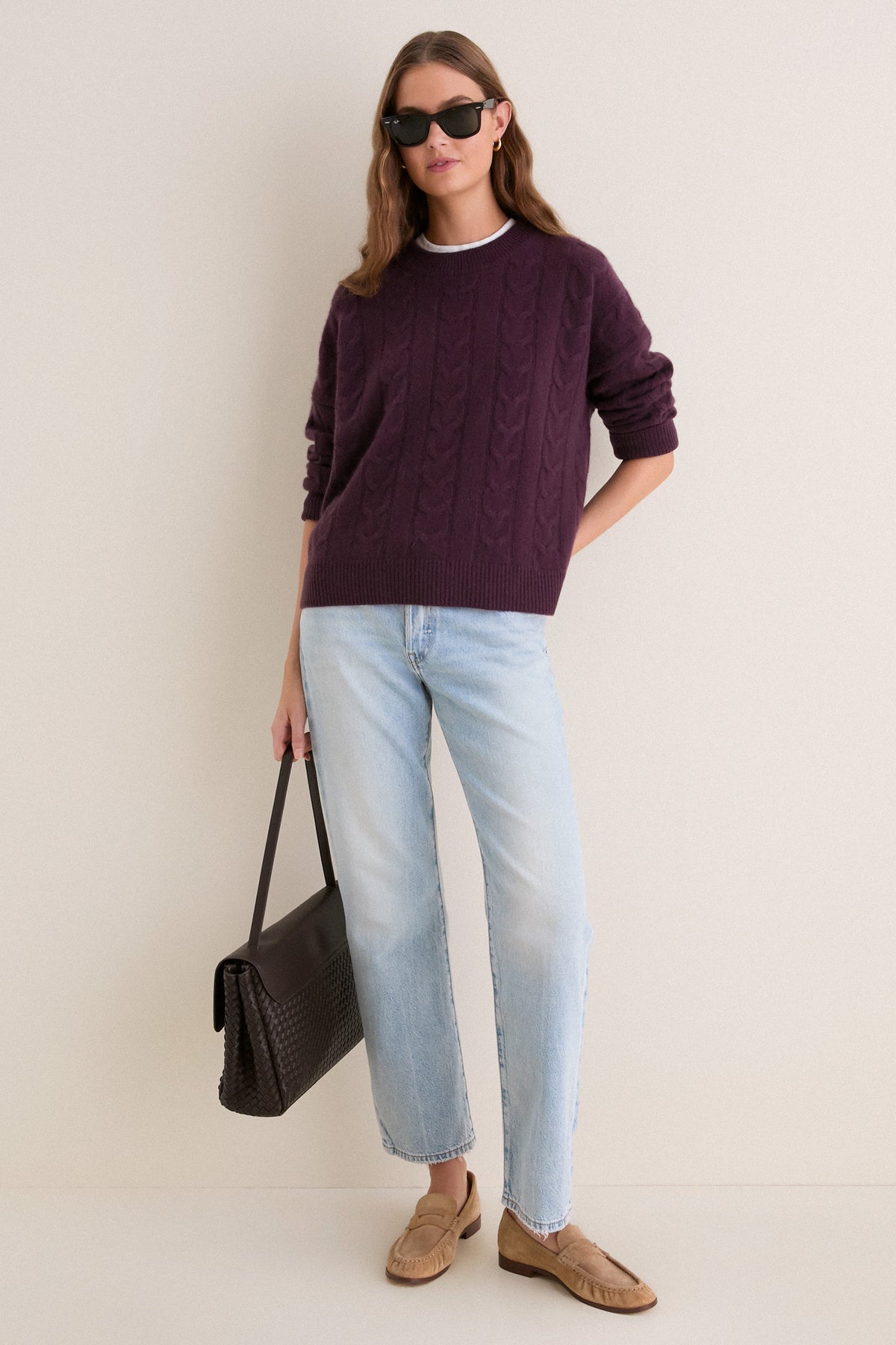 Plum Cashmere Cable Knit Eloise Sweater