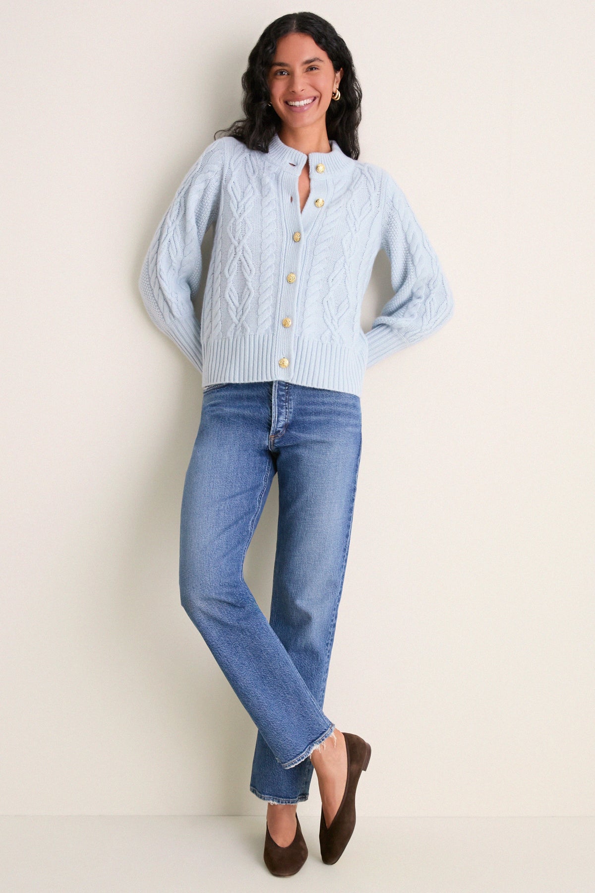 Light Blue Cashmere Colette Cardigan