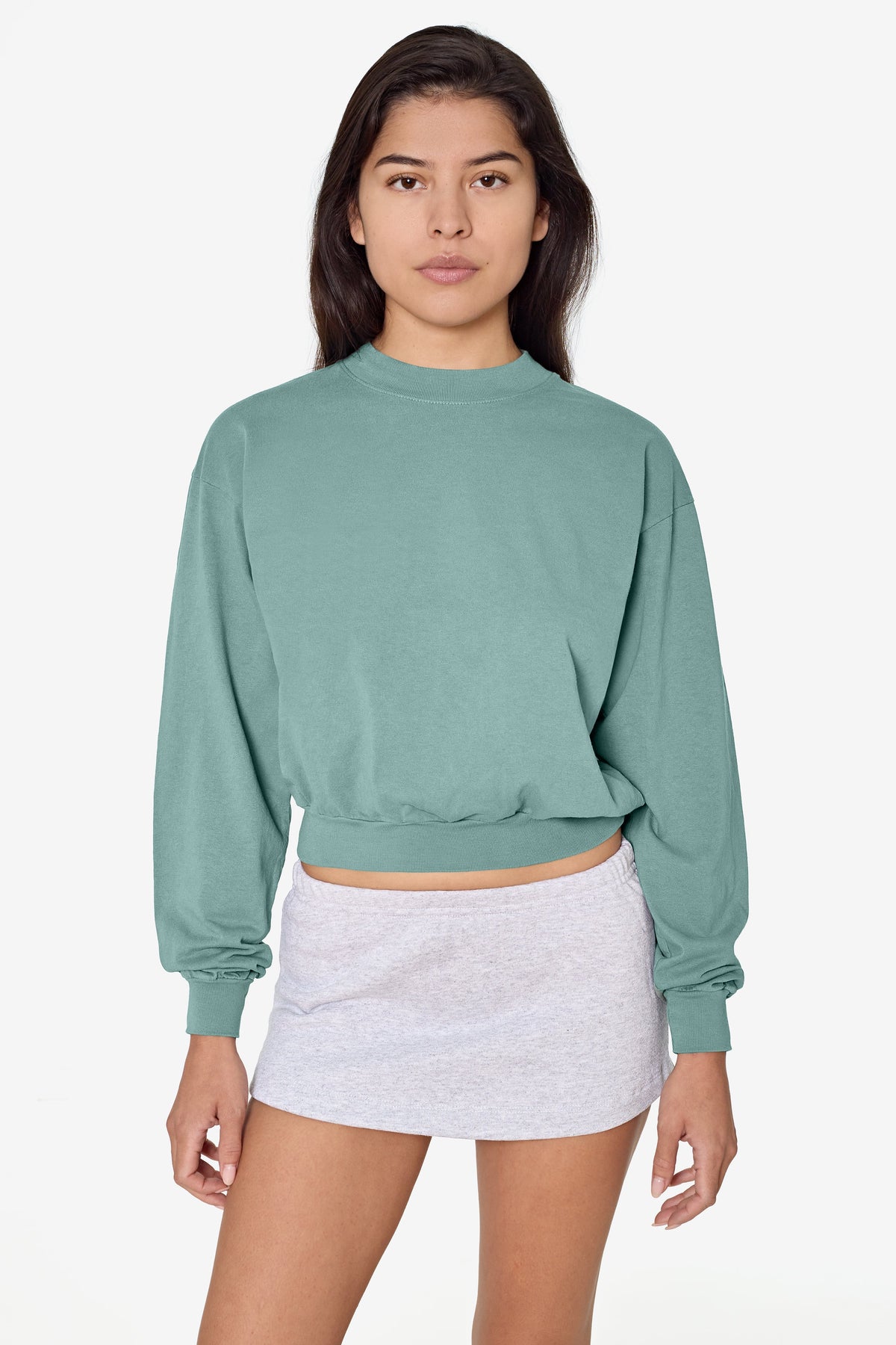 1804GD - Long Sleeve Garment Dye Cropped Mockneck