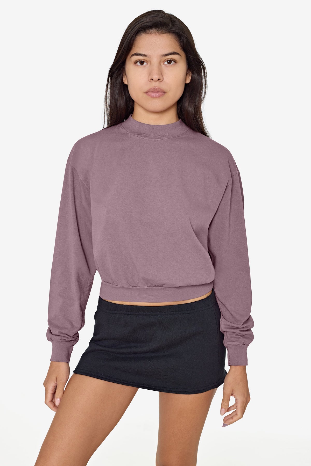 1804GD - Long Sleeve Garment Dye Cropped Mockneck