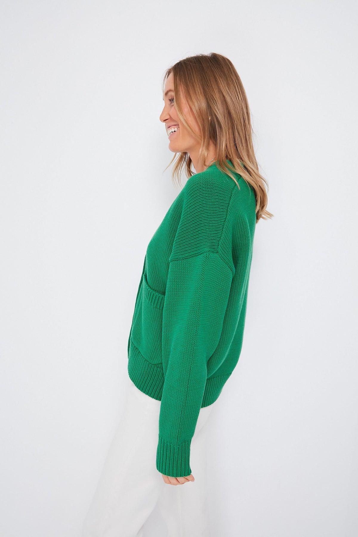 Verdant Green Cotton Emma Cardigan