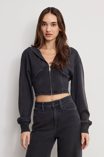 JEANIUS ZIP UP HOODIE | BLACK430