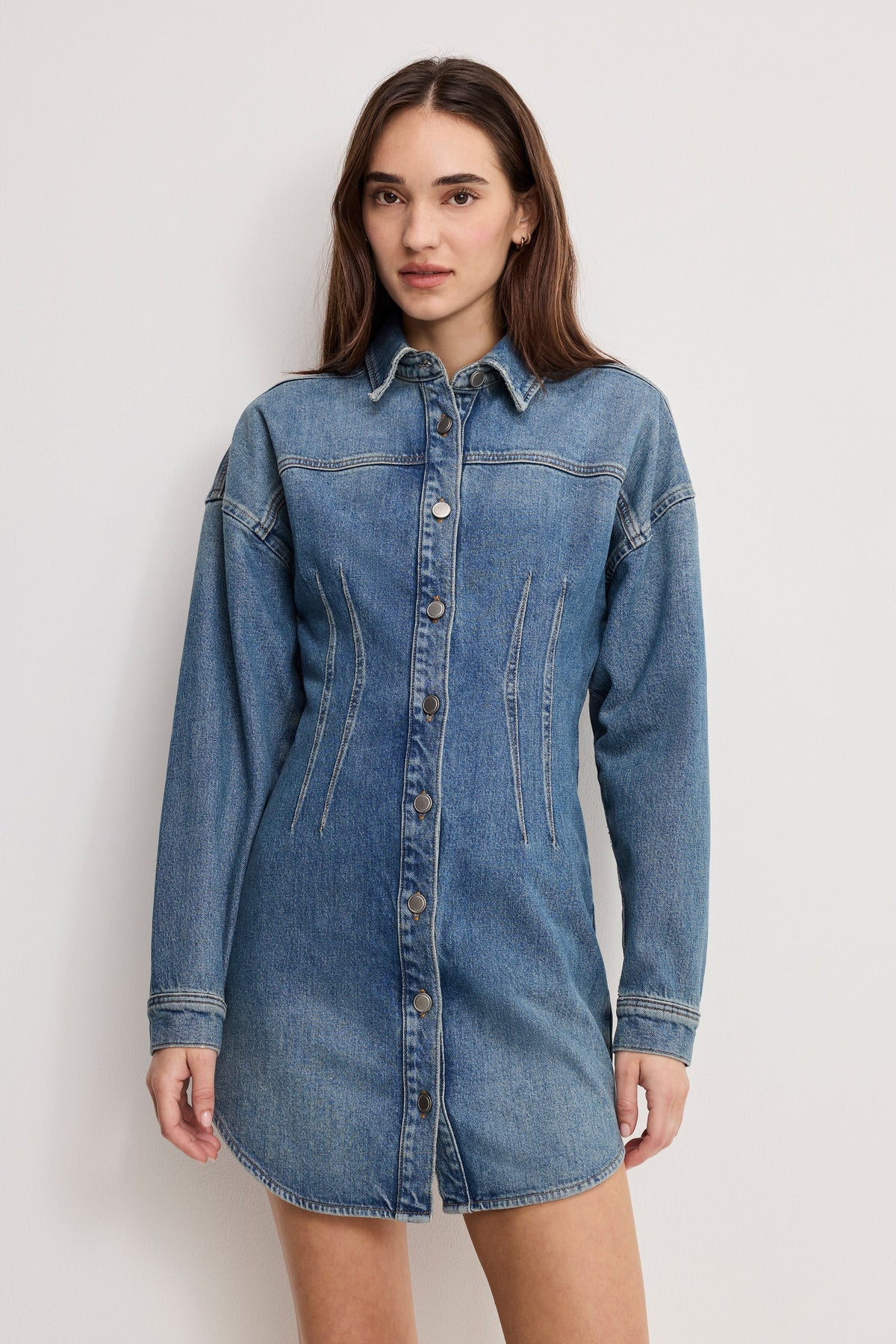 SHAPED DENIM DRESS | INDIGO1100