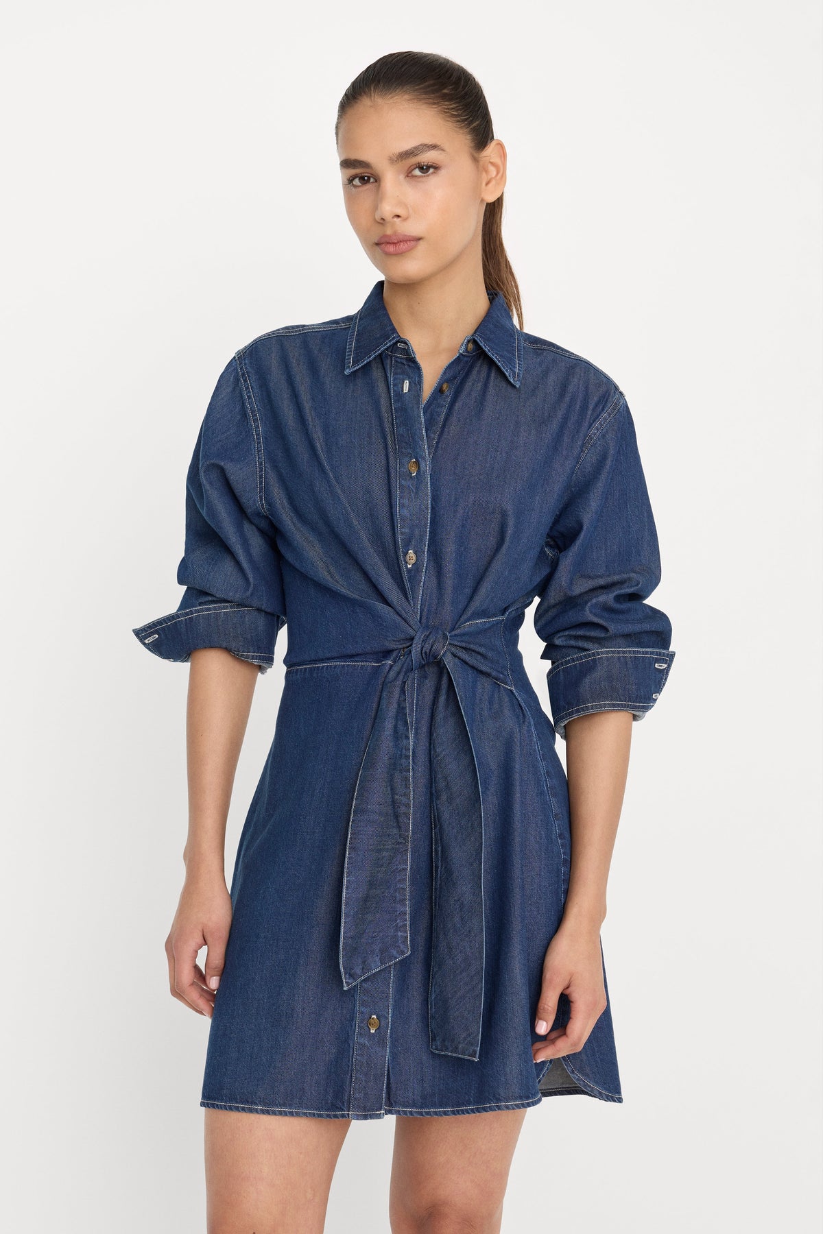 DENIM WRAP SHIRT DRESS | INDIGO1187