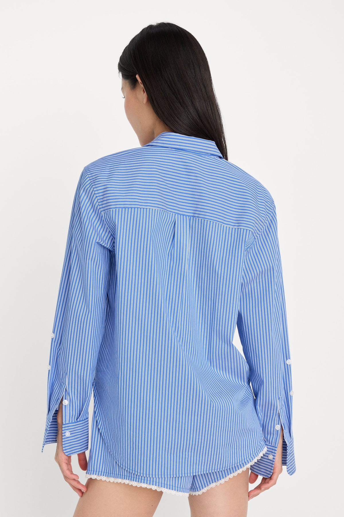 POPLIN CLASSIC BOXY SHIRT | BLUE &amp; WHITE STRIPE