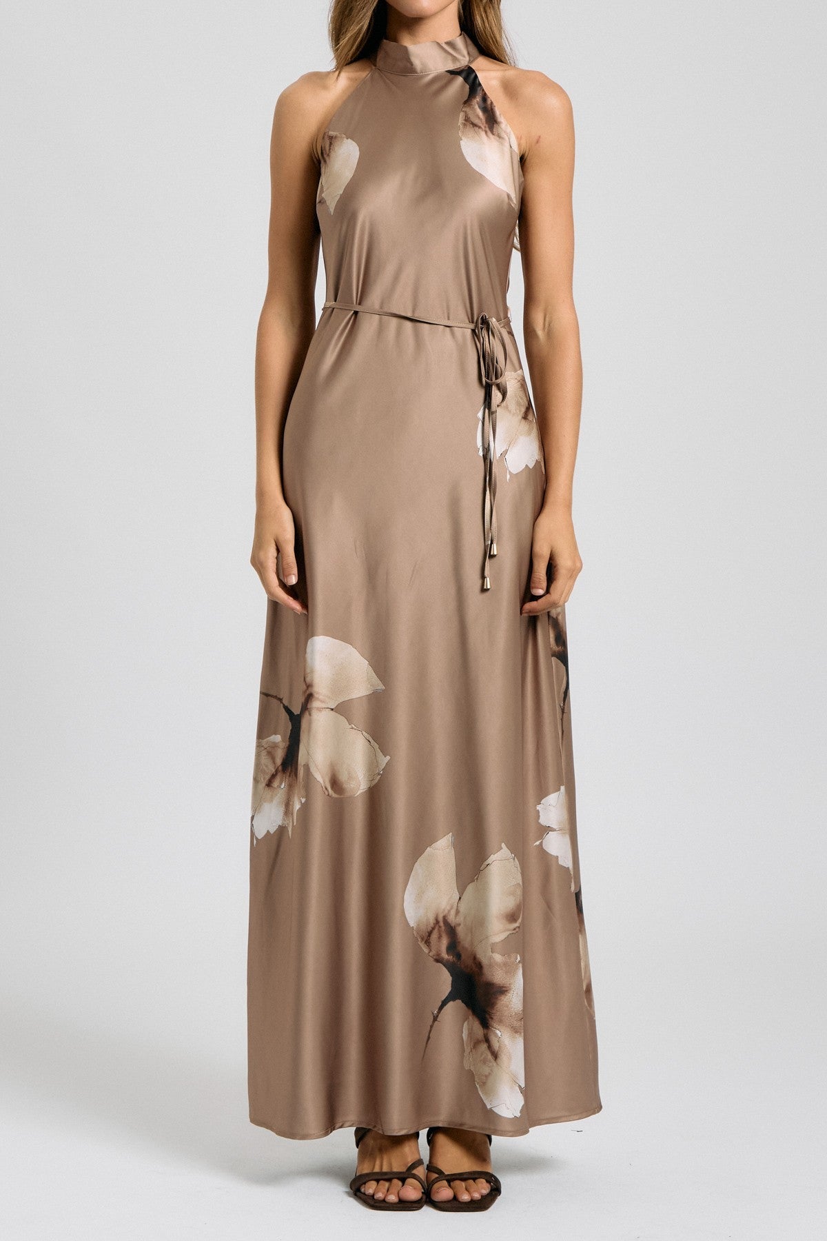 FLORAL HALTER NECK MAXI DRESS