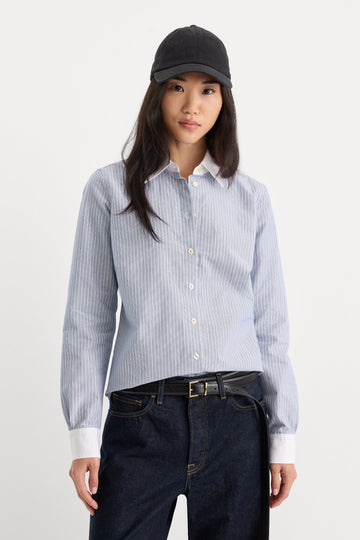 THE OXFORD CONTRAST SHIRT | SLATE BLUE STRIPE