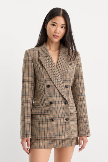 THE DOUBLE BREASTED BLAZER | BROWN PLAID