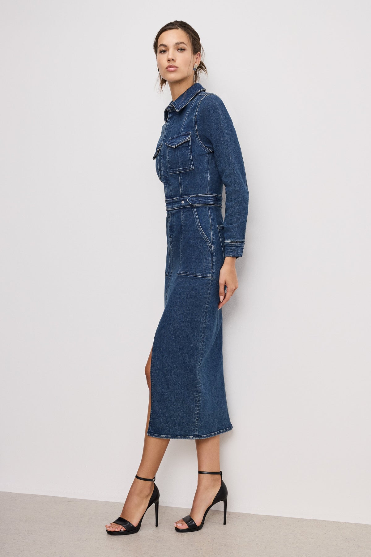 FIT FOR SUCCESS LONG SLEEVE MIDI DRESS | INDIGO724