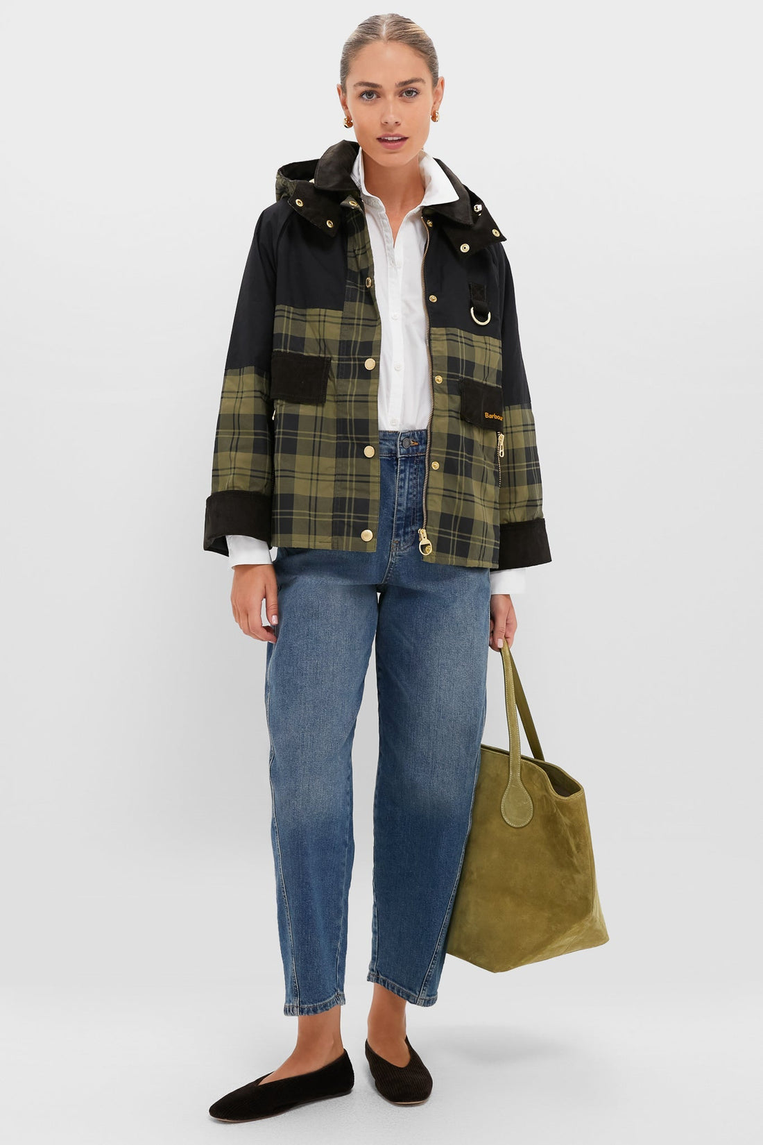 Olive and Black Check Elaine Showerproof Jacket