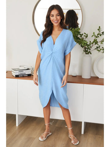 FRONT TWIST DRESS WITH FRONT SLIT