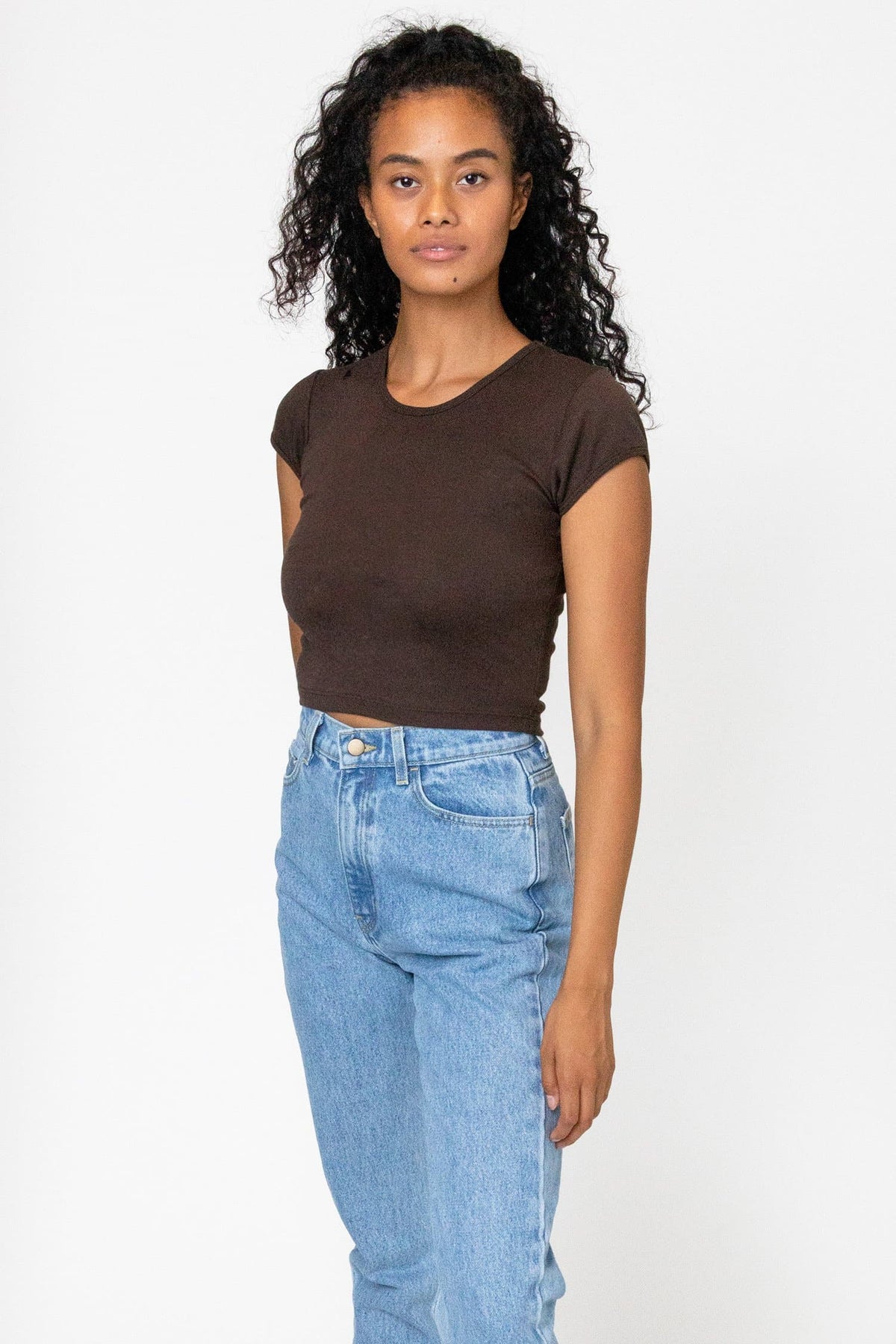43035 - Cap Sleeve Baby Rib Crop Top