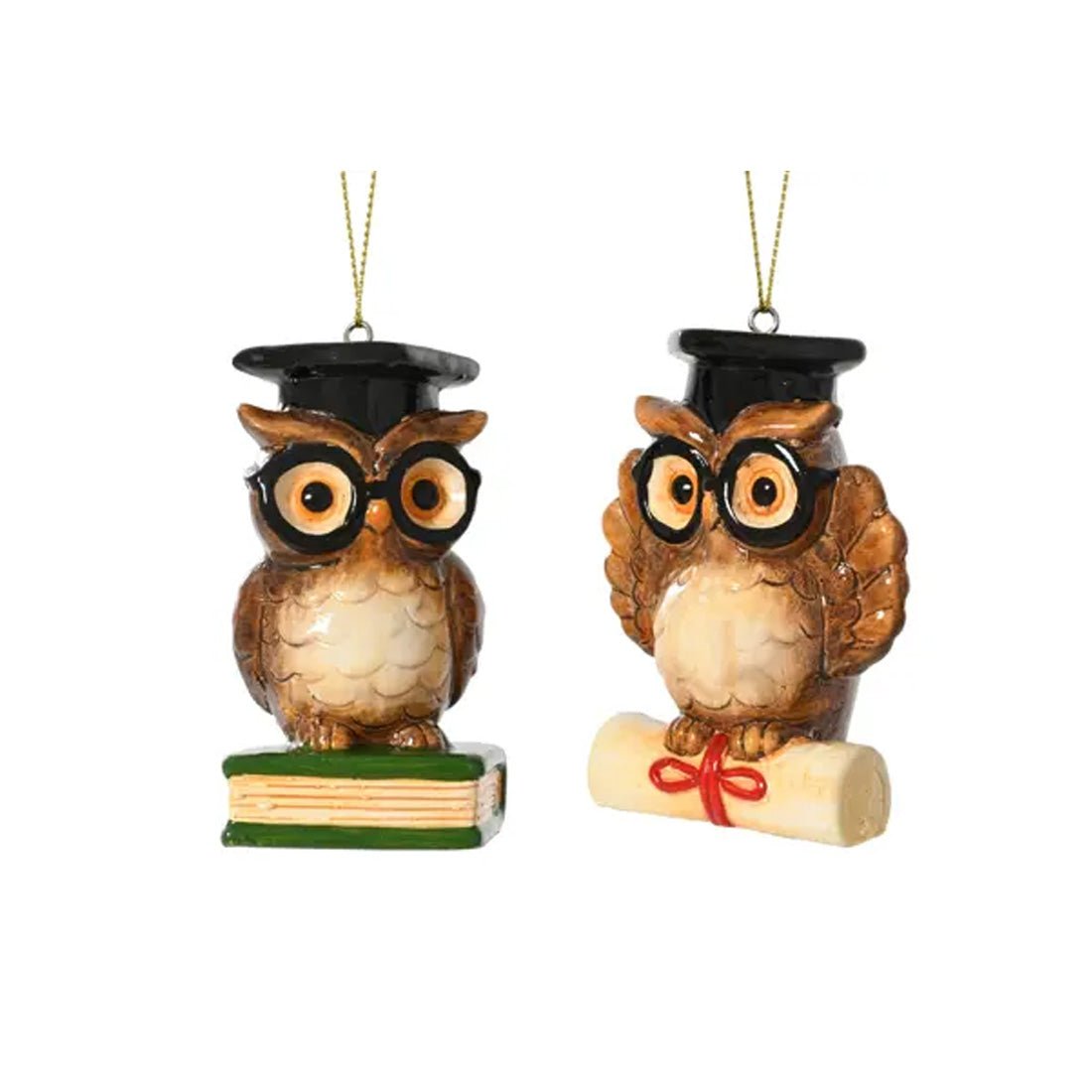 Terracotta Owl Scholar Ornament