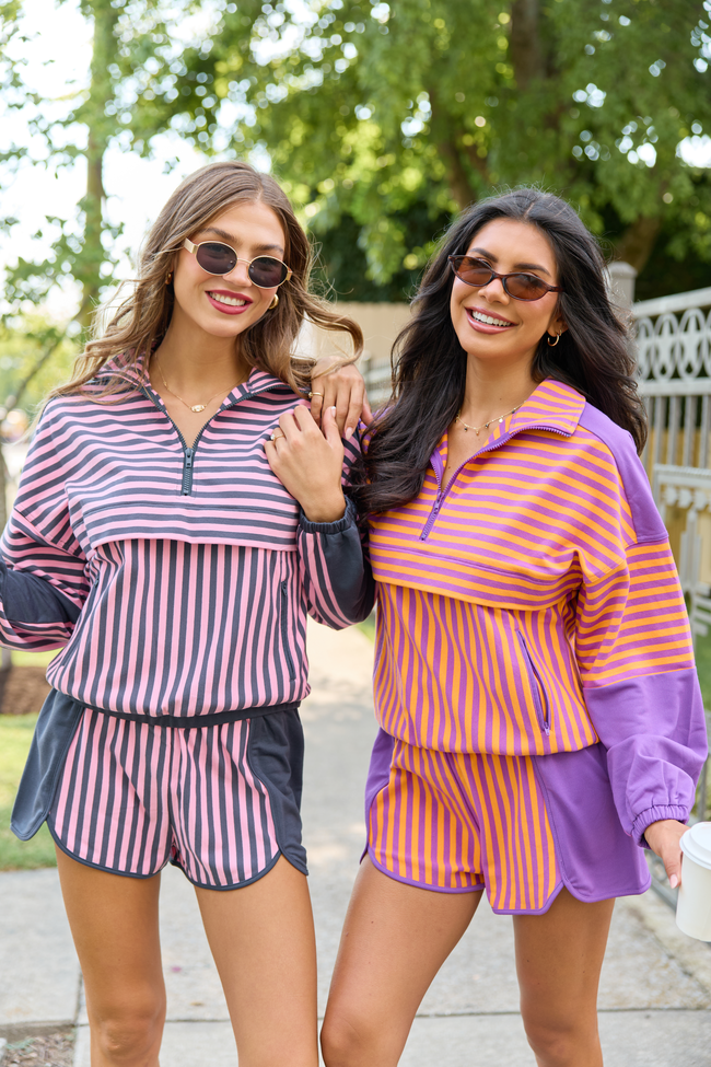 Mallory Navy/Pink Striped Pullover