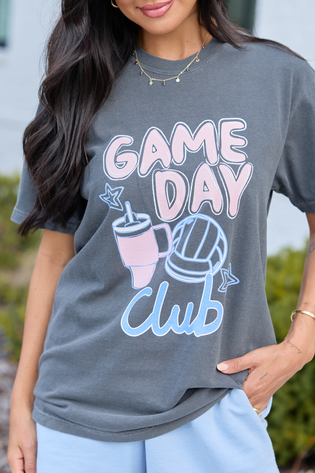 Game Day Volleyball Club Dark Grey Comfort Colors Graphic Tee