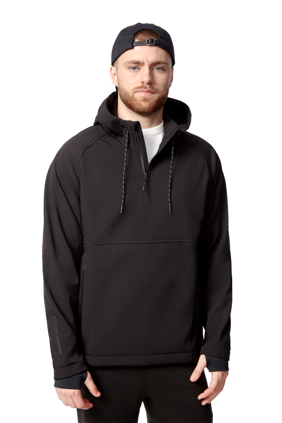VARGAS | MEN'S WATER-REPELLENT HOODED PULLOVER SOFTSHELL, BLACK