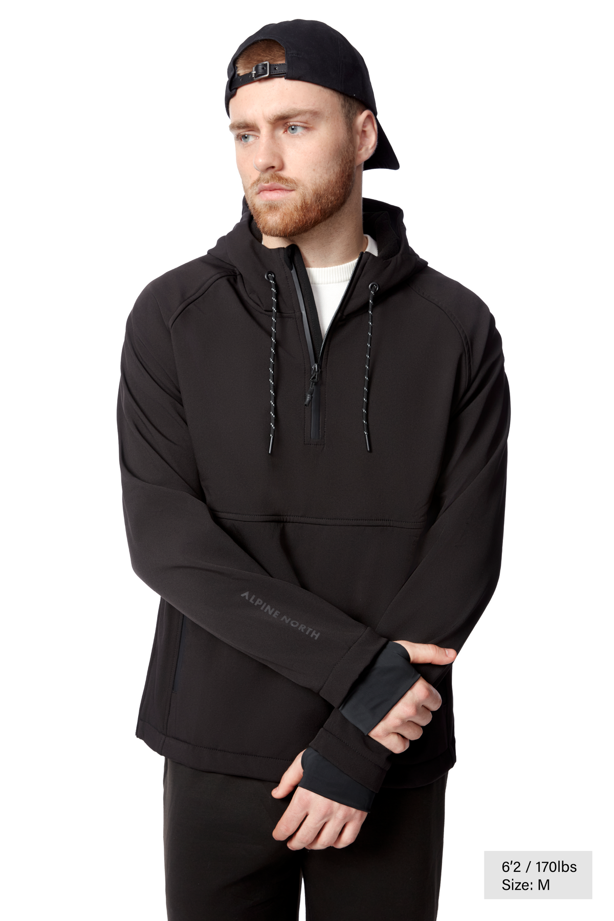 VARGAS | MEN'S WATER-REPELLENT HOODED PULLOVER SOFTSHELL, BLACK