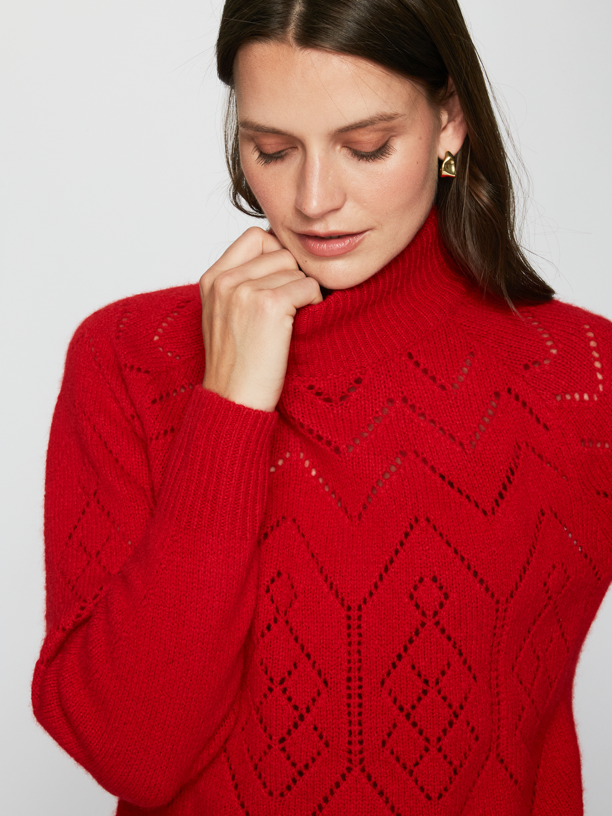 Pointelle Mock Neck in Blazer
