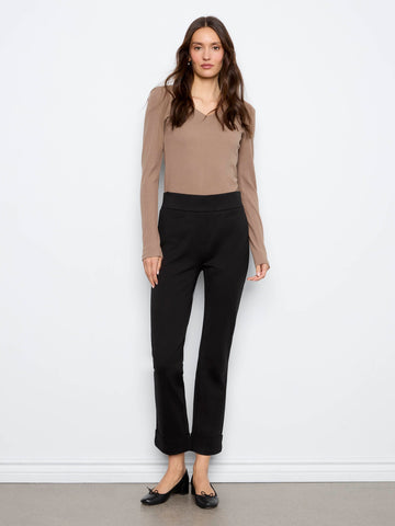 Cuffed Ponte Pants - Black