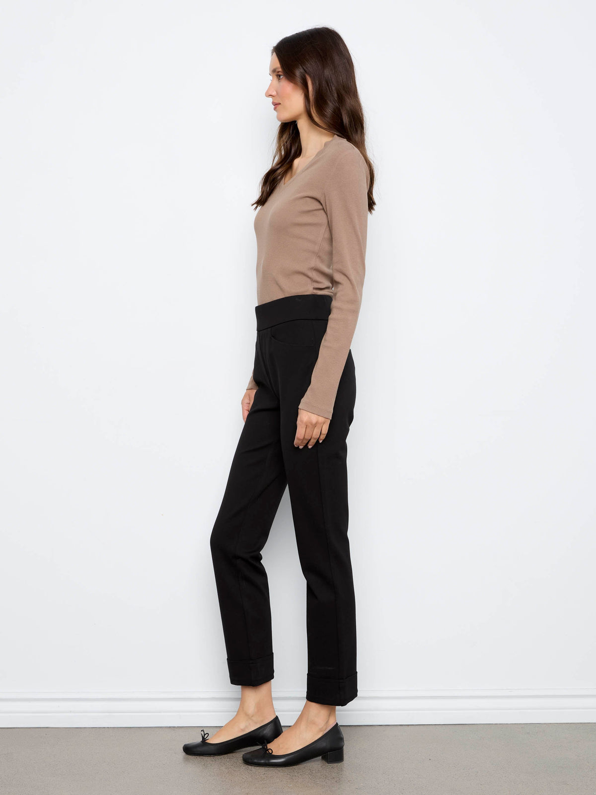 Cuffed Ponte Pants - Black
