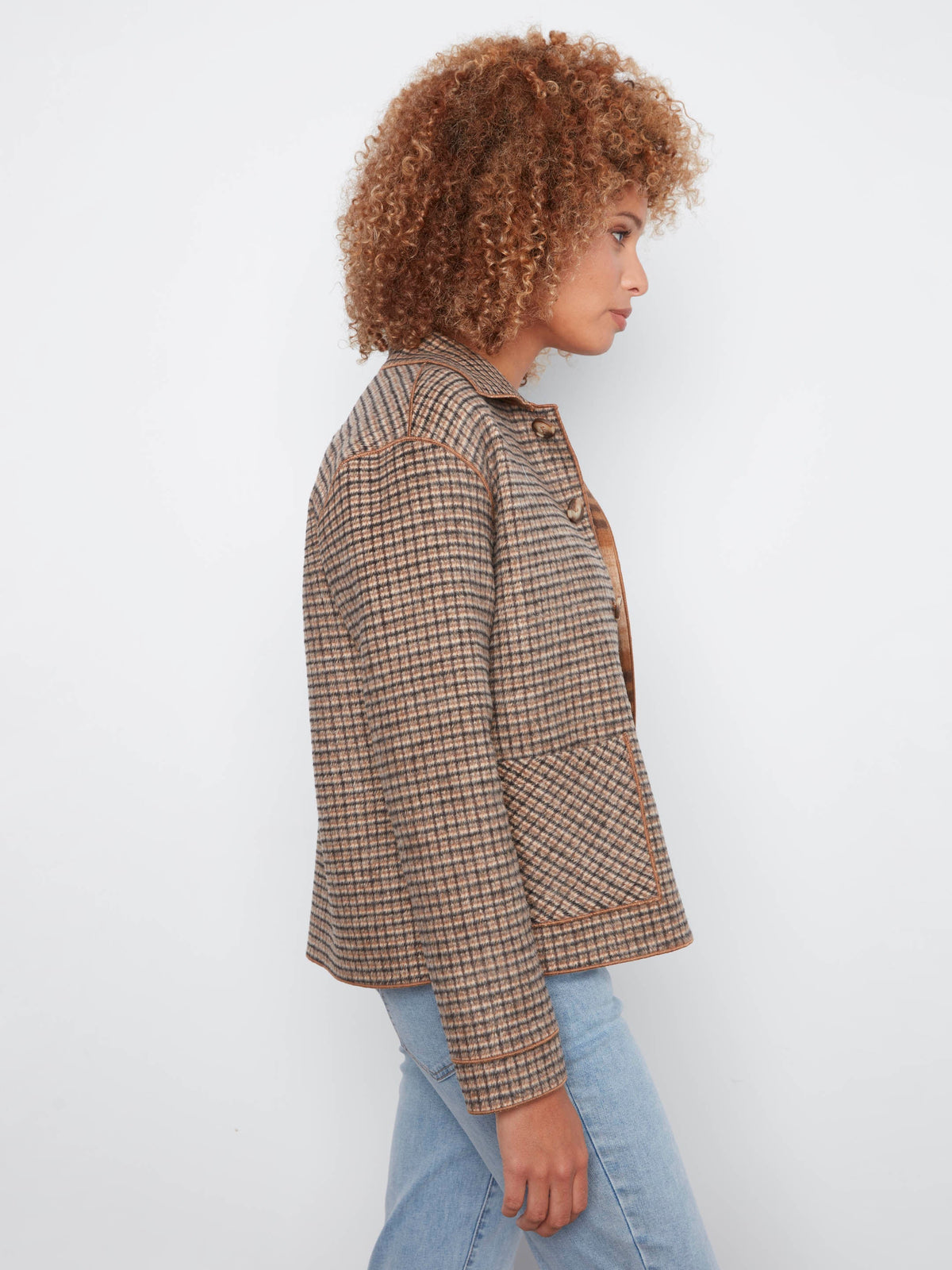 Reversible Plaid Jacket - Truffle
