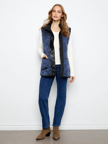 Irridescent Printed Reversible Quilted Vest - Nocturne