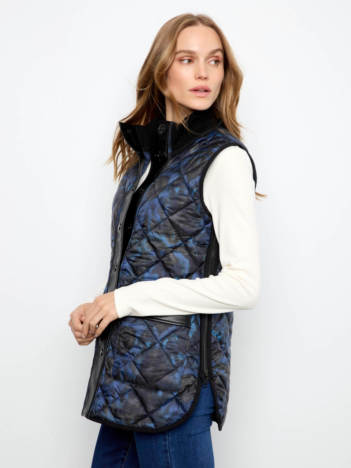Irridescent Printed Reversible Quilted Vest - Nocturne