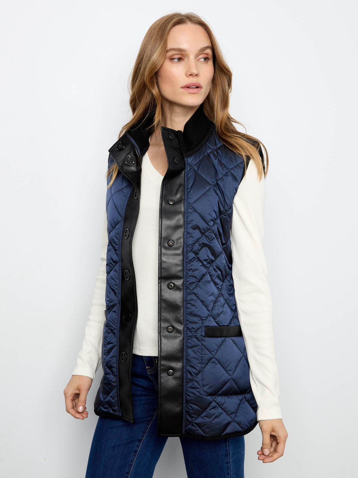 Irridescent Printed Reversible Quilted Vest - Nocturne