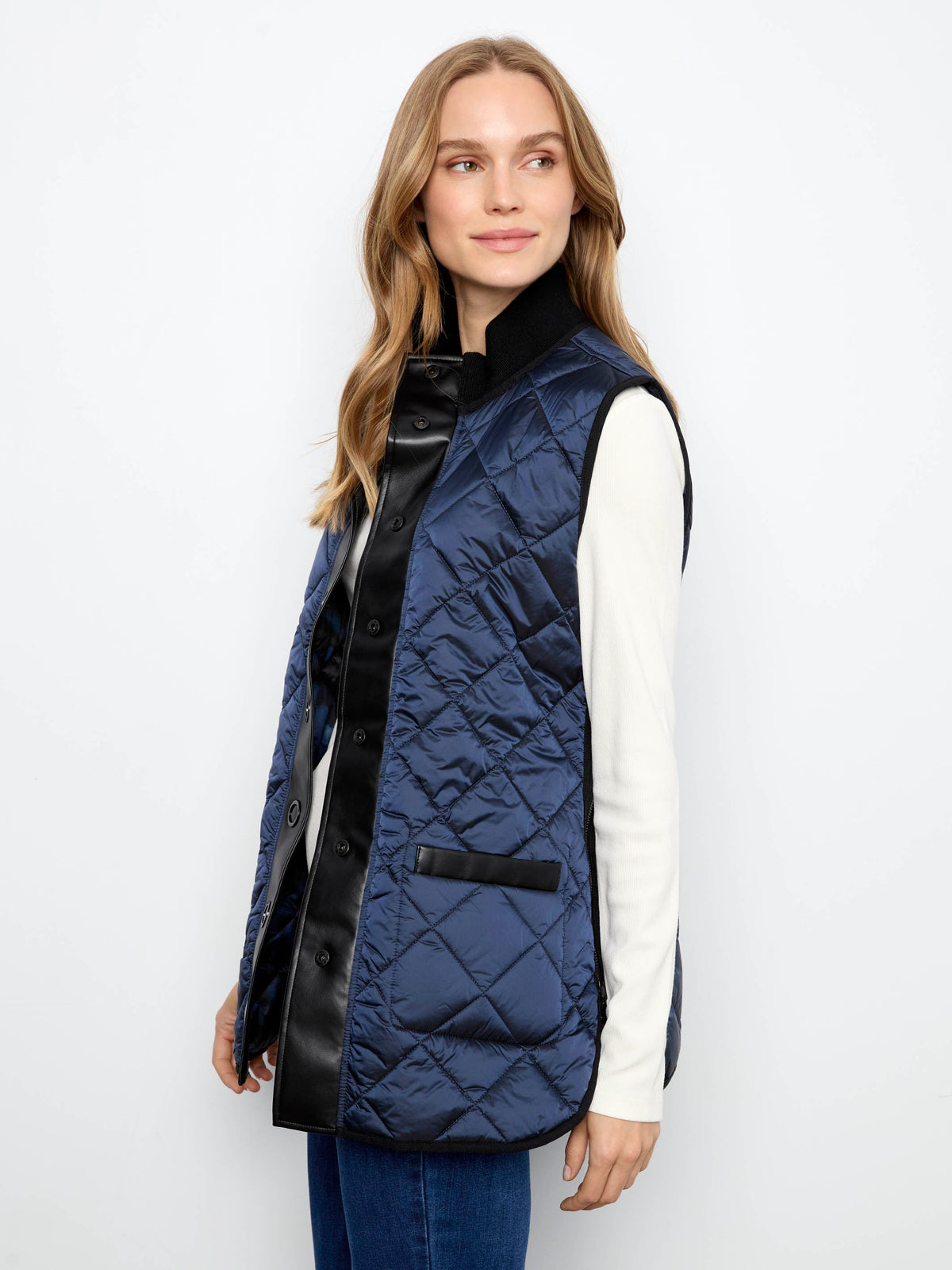 Irridescent Printed Reversible Quilted Vest - Nocturne