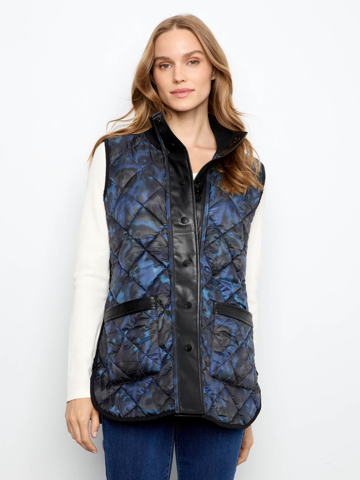 Irridescent Printed Reversible Quilted Vest - Nocturne