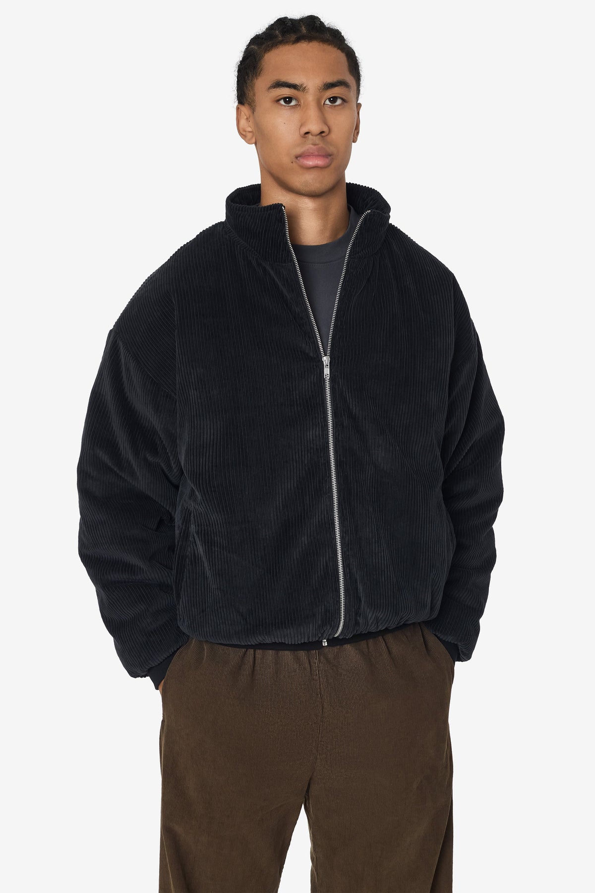 CD410PD - Corduroy Puffy Zip Up Jacket