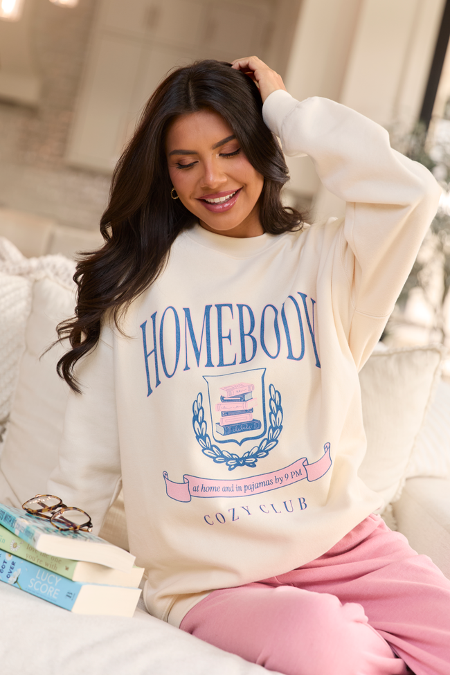 Homebody Club Cream Graphic Sweatshirt