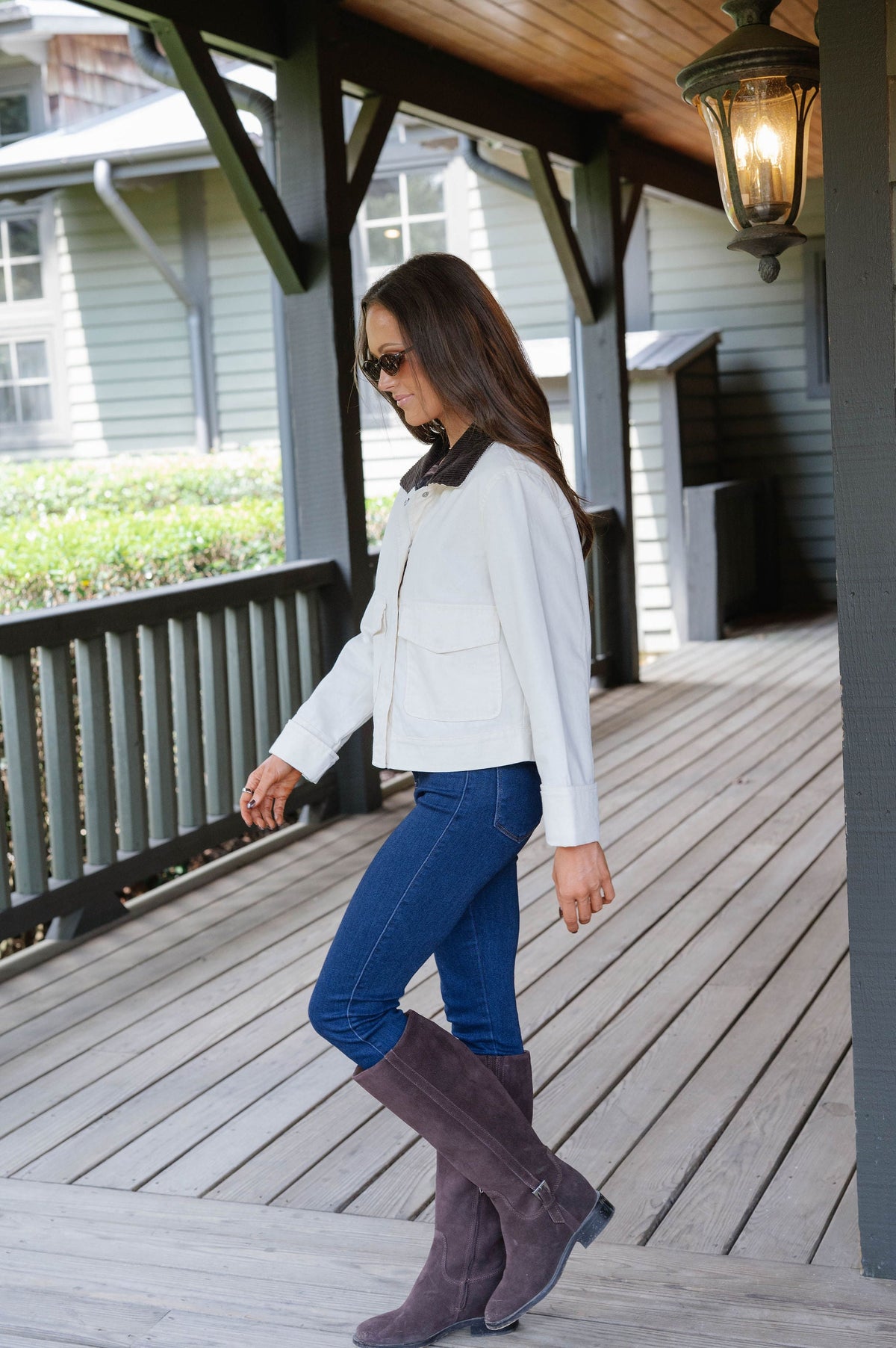 Dani Washed Canvas Barn Jacket-Ecru