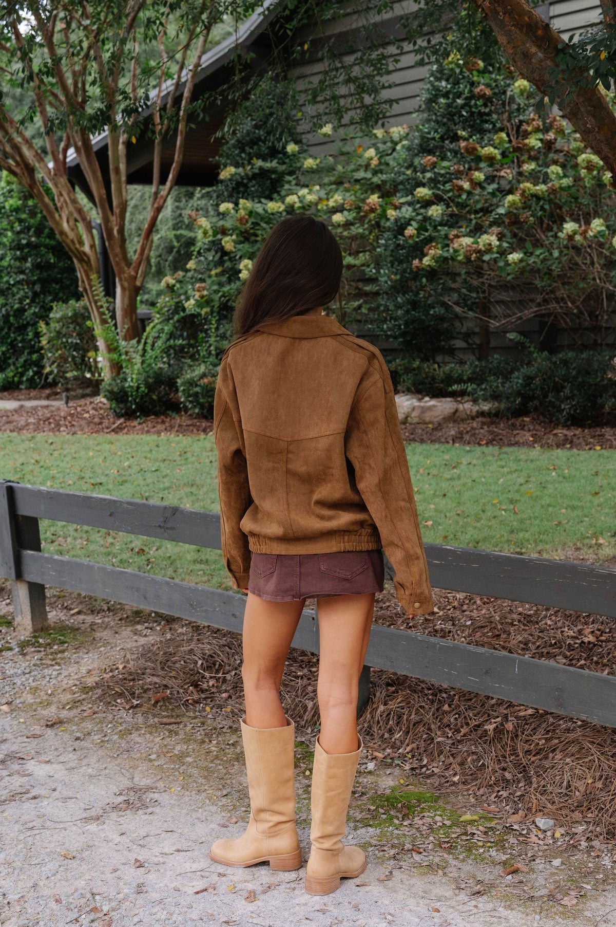 Mia Oversized Faux Suede Jacket-Camel