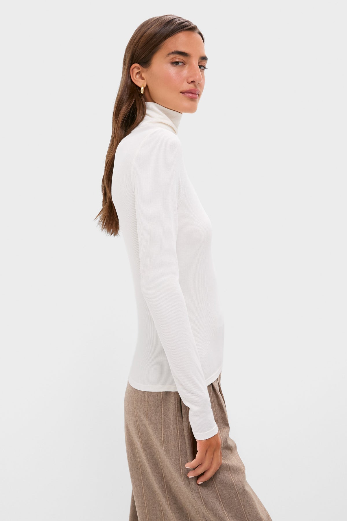 Ivory Lightweight Ribbed Topanga Turtleneck