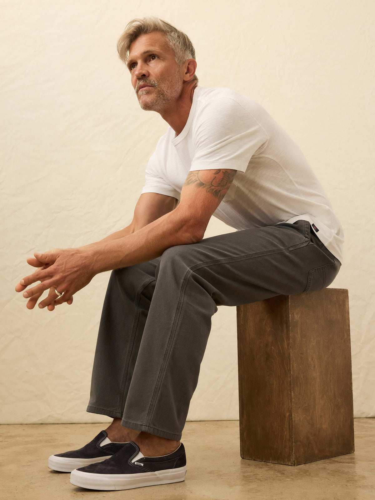 Nazare Sunwashed Pocket Tee - White