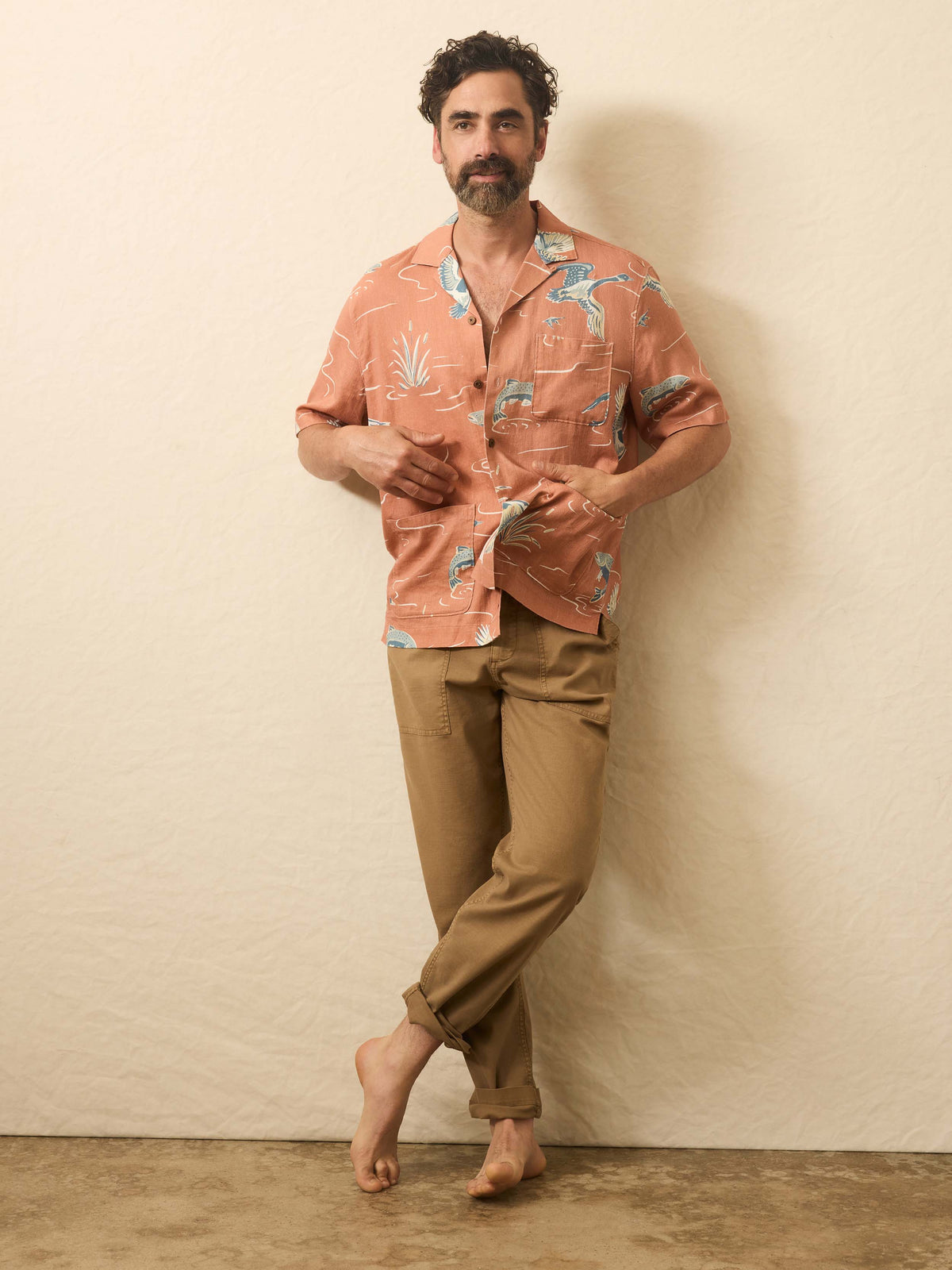 Short-Sleeve Resort Shirt - Red Riverside