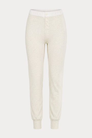 THE FRENCH TERRY BUTTON FRONT LEGGING | OATMEAL HEATHER