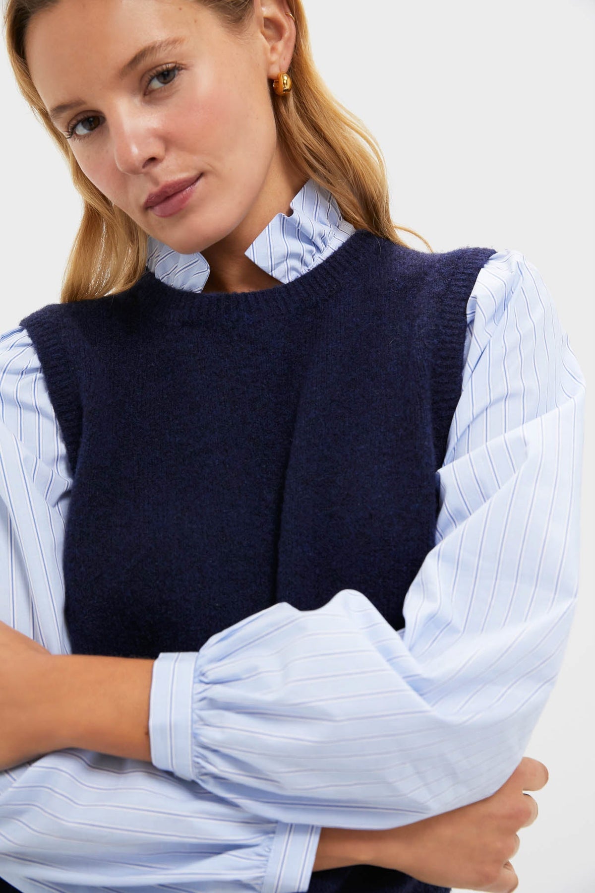 Navy Striped Ella Sweater Blouse