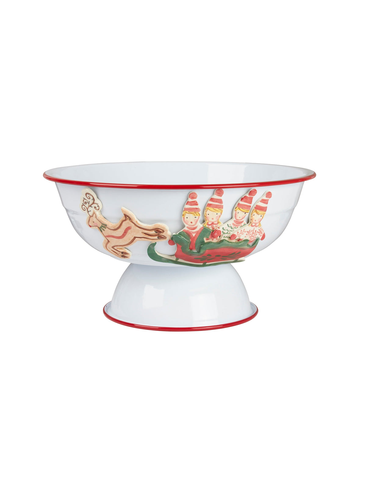 Handmade Scandinavian Reindeer and Sled Serving Bowl