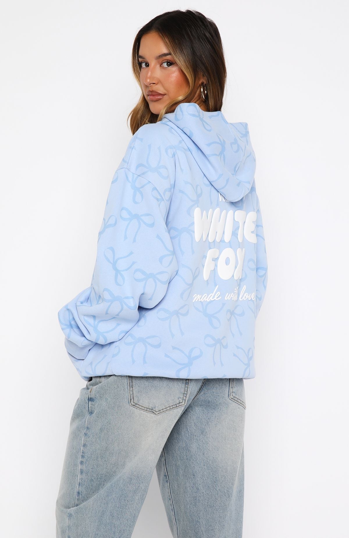 Vol. 1 Oversized Printed Hoodie Blue Bow