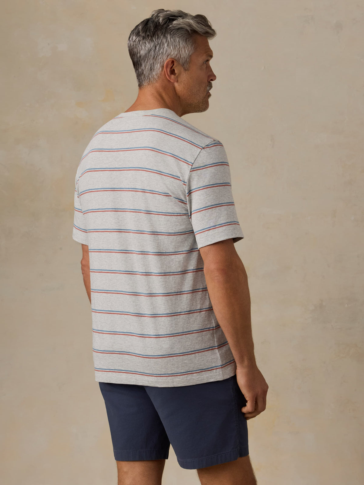 Sunwashed Regenerative Tee - Grey Water Stripe